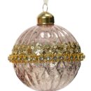 rose gold μπάλα με χρυσή ζώνη με διαμαντάκια περιμετρικά στο κέντρο