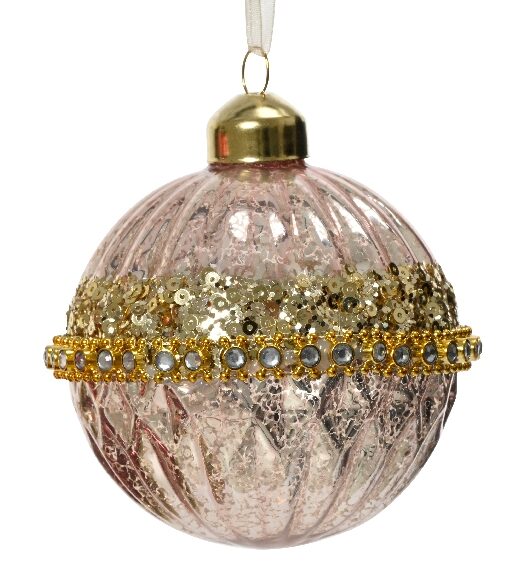 rose gold μπάλα με χρυσή ζώνη με διαμαντάκια περιμετρικά στο κέντρο