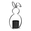 Μεταλλικό μαύρο λαγούδακι  με κασπώ για γλαστράκι σε διάσταση 25x48x12cm