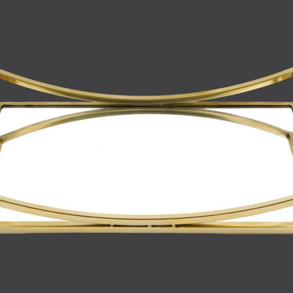 Δίσκος παραλληλόγραμμος, σε χρυσή απόχρωση με καθρέφτη.Οι διαστάσεις του είναι 42 × 30 cm