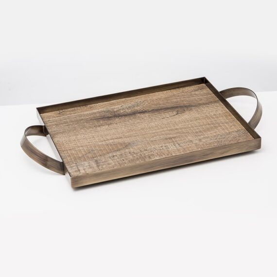 Ένας υπέροχος ξύλινος δίσκος με μπρονζέ πλαίσιο και χεράκια που παντρεύει το μοντέρνο και το vintage! Ελληνικής κατασκευής Εξαιρετική ποιότητα 52x30cm