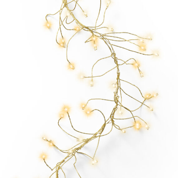 Χριστουγεννιάτικα φωτάκια εξωτερικού χώρου  με χρυσό καλώδιο και για το χριστουγεννιάτικο δέντρο με ζεστή λευκή απόχρωση ημέρας. Μήκος: 600cm.