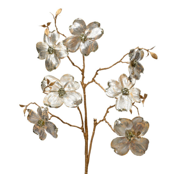 Χριστουγεννιάτικο κλαδί με σαμπανιζέ άνθη και χρυσούς στήμονες. Ένα υπέροχο χριστουγεννιάτικο κλαδί για να στολίσετε τα βάζα σας Είναι διαθέσιμο και σε κόκκινο χρώμα Πολυεστέρα 24 x 3 x 90cm.