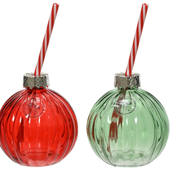 Το στολίδι-ποτήρι σας για τα Χριστούγεννα είναι κόκκινο και είναι το καλύτερο δώρο για να χαρίσετε στον εαυτό σας και στους αγαπημένους σας! Κόκκινο διαφανές γυαλί Με ριγέ καλαμάκι Διάμετρος: 9,7εκ. Ύψος:10,5εκ.