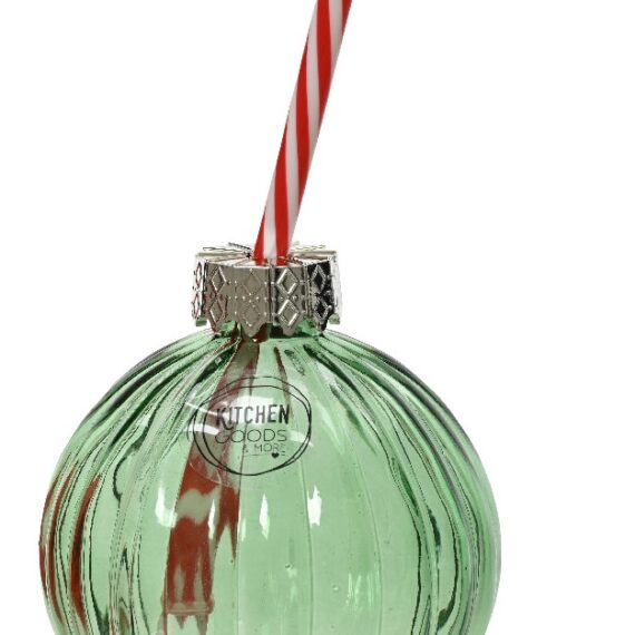 Το στολίδι-ποτήρι σας για τα Χριστούγεννα είναι πράσινο. Είναι το καλύτερο δώρο για να χαρίσετε στον εαυτό σας και στους αγαπημένους σας! Πράσινο διαφανές γυαλί Με ριγέ καλαμάκι Διάμετρος: 9,7εκ. Ύψος:10,5εκ.