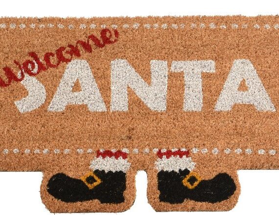 Χριστουγεννιάτικο χαλάκι εισόδου WELCOME SANTA με πόδια ξωτικού. Είναι διαθέσιμο και σε σχέδιο HO HO HO  40 x 60 x 1,5cm