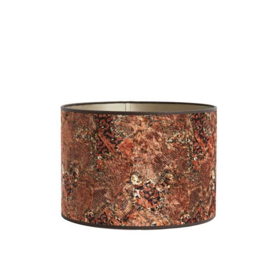 Επιδαπέδιο μεταλλικό μπρονζέ-καφέ φωτιστικό με βελούδινο κυλινδρικό  καπέλο σε καφέ-πορτοκαλί-μελί αποχρώσεις. Διάσταση καπέλου 40x 40x 30cm Βάση φωτιστικού Φ25 x 133,5cm