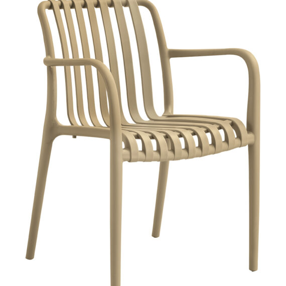 Taupe Στοιβαζόμενη Πολυθρόνα Πολυπροπυλενίου Με UV Προστασία Διατίθεται και σε Dark Grey 55(W) X 52(D) X 80(H)cm