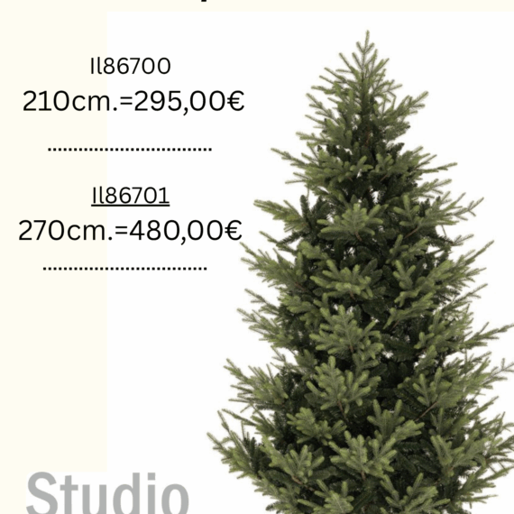 Χριστουγεννιάτικο δέντρο Natural ύψους 210 εκ., με φυσική όψη και πυκνό φύλλωμα που αποπνέει την αίσθηση ενός αληθινού έλατου. Δημιουργεί μια ζεστή και κομψή γιορτινή ατμόσφαιρα σε κάθε χώρο. Διατίθεται επίσης σε ύψος 270 εκ.
